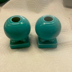 Fiesta Turquoise Bulb CANDLE HOLDERS            Older)
by HOMER LAUGHLIN